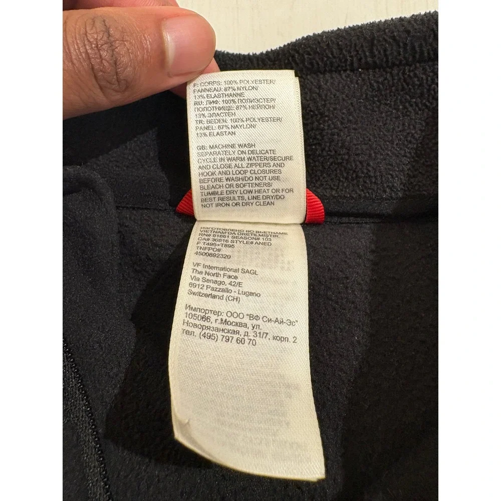 The North Face 1/4 Zip Fleece Pullover Black Gray Men's Large Outdoor Jacket